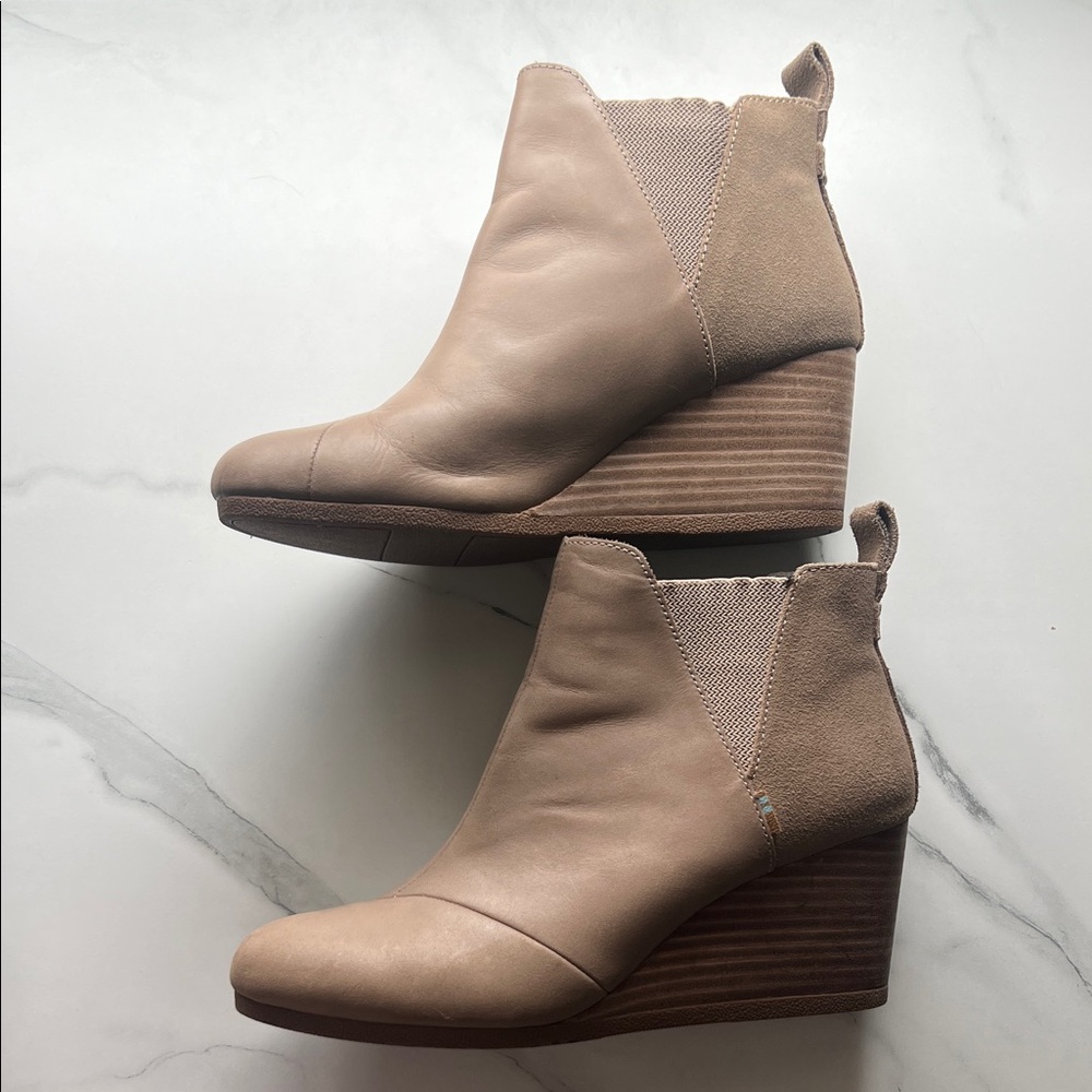 Toms Taupe Wedge Ankle Boots